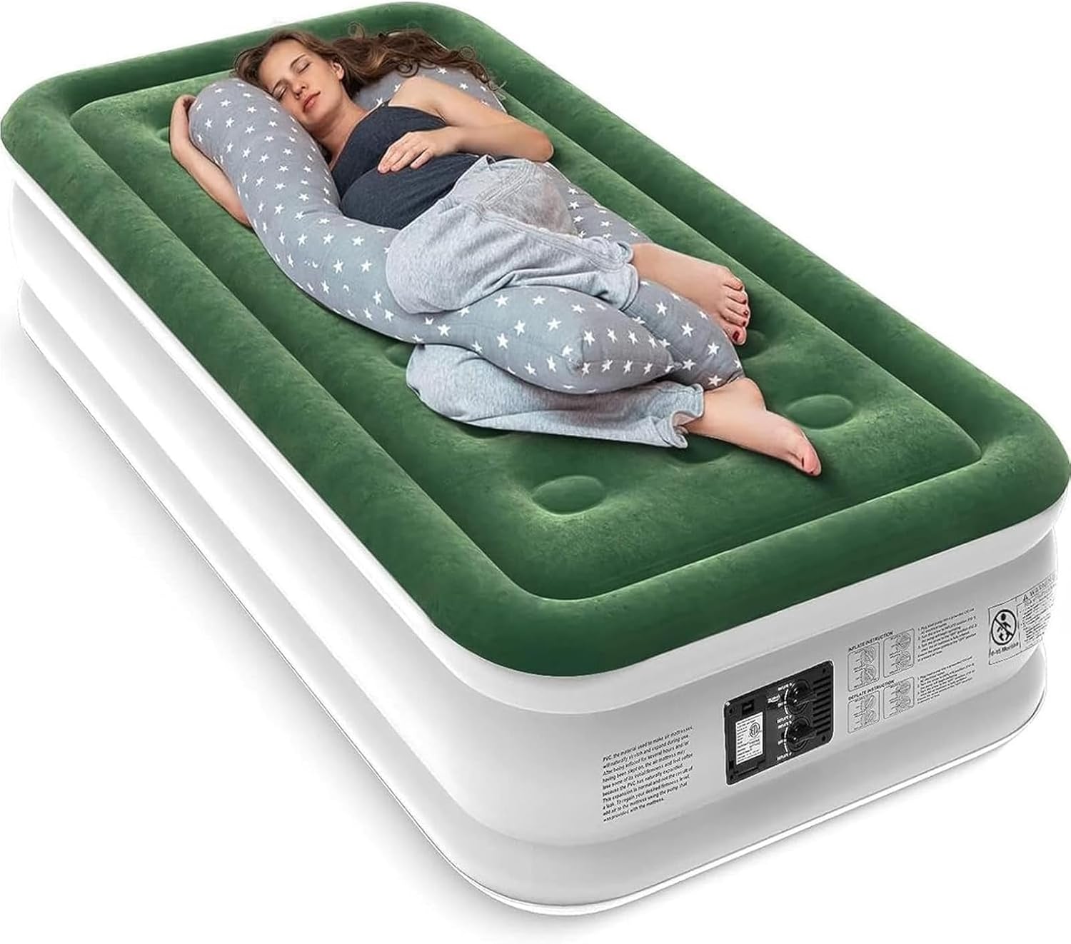 Zearna Air Mattress with Built in Pump - Upgraded Twin Blow Up Mattress, 2 Mins Quick Self Inflatable,18"/550lbs Max, Strong Support, for Camping,Home,Guests,Portable Travel