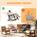 Nursery Rocking Chair with Upholstered Cushion, Wooden Frame Glider Rocker for Nursery, Comfortable Reading Armchair for Living Room, Bedroom & Sunroom (Antique White)