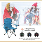 ARROWHEAD OUTDOOR Heated Camping Chair – Heavy-Duty Portable Folding Chair with 3 Heat Modes, 6-Can Cooler, Cup & Wine Glass Holder – Supports 330lbs