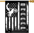 Braaap Motocross Dirt Bike American Garden Flag 28x40 Inch Outdoor Decoration Banner House Flags Yard Farmhouse Garden Deco Indoor Sign