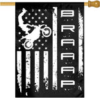 Braaap Motocross Dirt Bike American Garden Flag 28x40 Inch Outdoor Decoration Banner House Flags Yard Farmhouse Garden Deco Indoor Sign