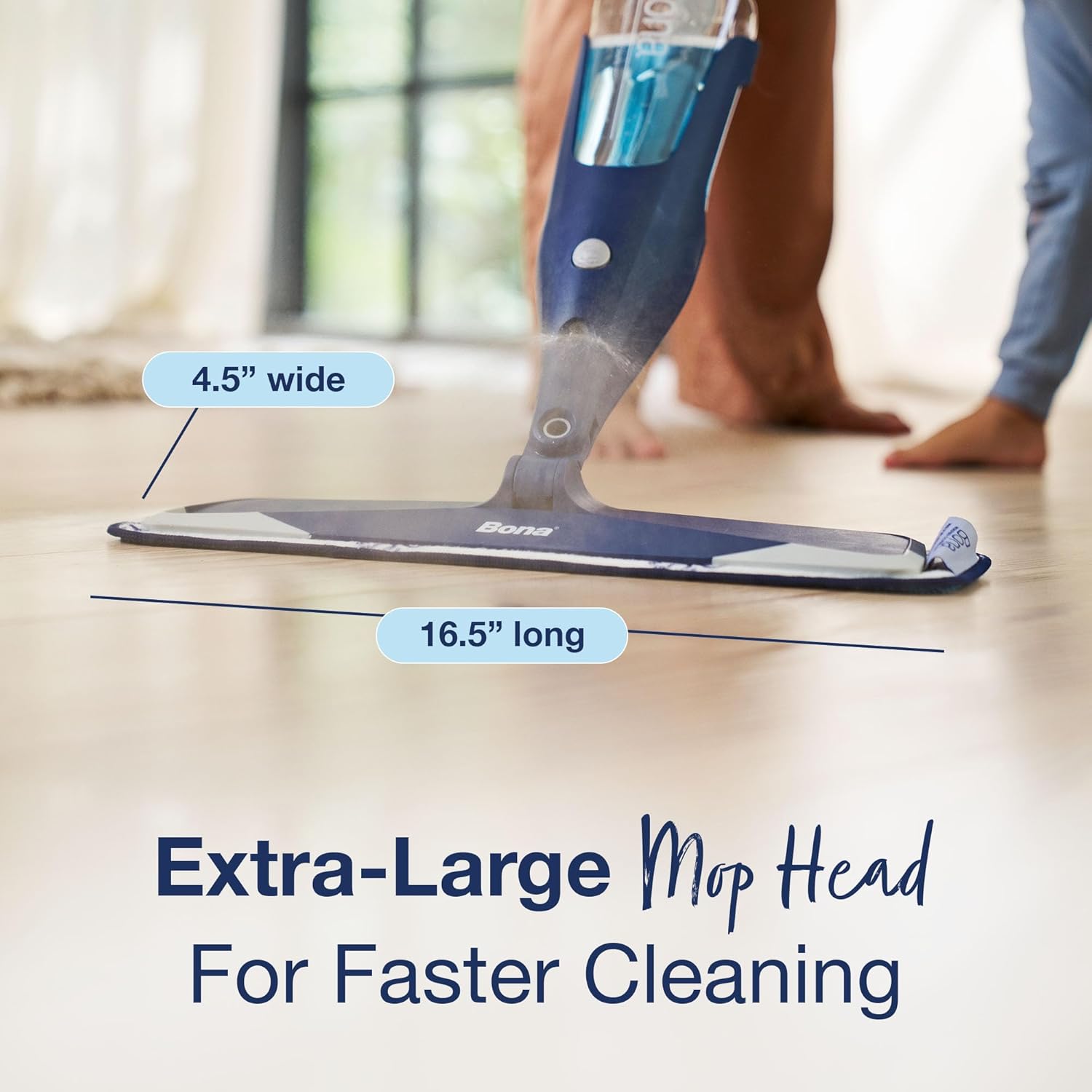 Bona Hardwood Floor Premium Spray Mop - Includes Wood Floor Cleaning Concentrate and Machine Washable Microfiber Cleaning Pad - Dual Zone Cleaning Design for Faster Cleanup