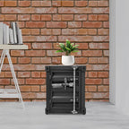 Industrial Side Table with Lock, Shipping Container Design Metal End Table, Small Storage Cabinet Side Table Storage Cabinet for Living Room, Bedroom, Office, 40x40x50cm (Black)
