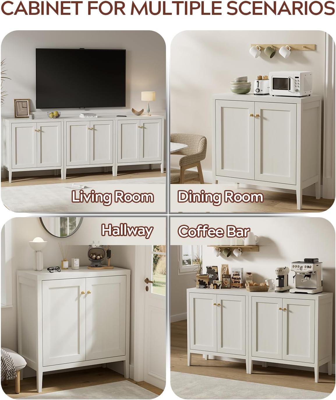 1pcs Modern Buffet Cabinet with Storage Sideboard Cabinet Wood cabinets for Kitchen,Living Room,Hallway Antique White