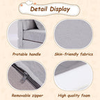 Folding Sofa Bed Mattress for Kids with Pillow, Toddler Washable Folding Floor Mat for Daycare, Child Fold Up Sofa Futon Chair Bed with Storage Bag for Playroom, Camping, Girls and Boys, Grey