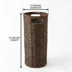 Rattan Umbrella Holder for Entryway with Drip Tray, 21''H Round Umbrella Stand for Indoor & Outdoor, Tall Wicker Basket for Storage, Woven Organizer for Home, Office, Hotel, Shop, Brown
