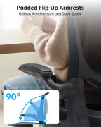Drafting Chair Tall Office Chair with Flip-up Arms Adjustable Height Standing Desk Chair with Lumbar Support and Footrest Ring Ergonomic Executive Computer Chair Swivel Drafting Stool for Work/Drawing
