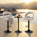 Furnimart Outdoor Bar Stools Set of 2 with Covers Waterproof, Adjustable Patio Stools with Hollow Back, Counter Height Swivel Chairs for Garden, Yard, All-Weather Textilene Fabric, Linen Plaid