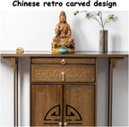 Bamboo Buddha Altar Table - Personal Shrine Cabinet for Meditation, Relaxation, and Worship - Chinese Design with Storage(140x40x108cm/55.1"x15.7"x42.5")