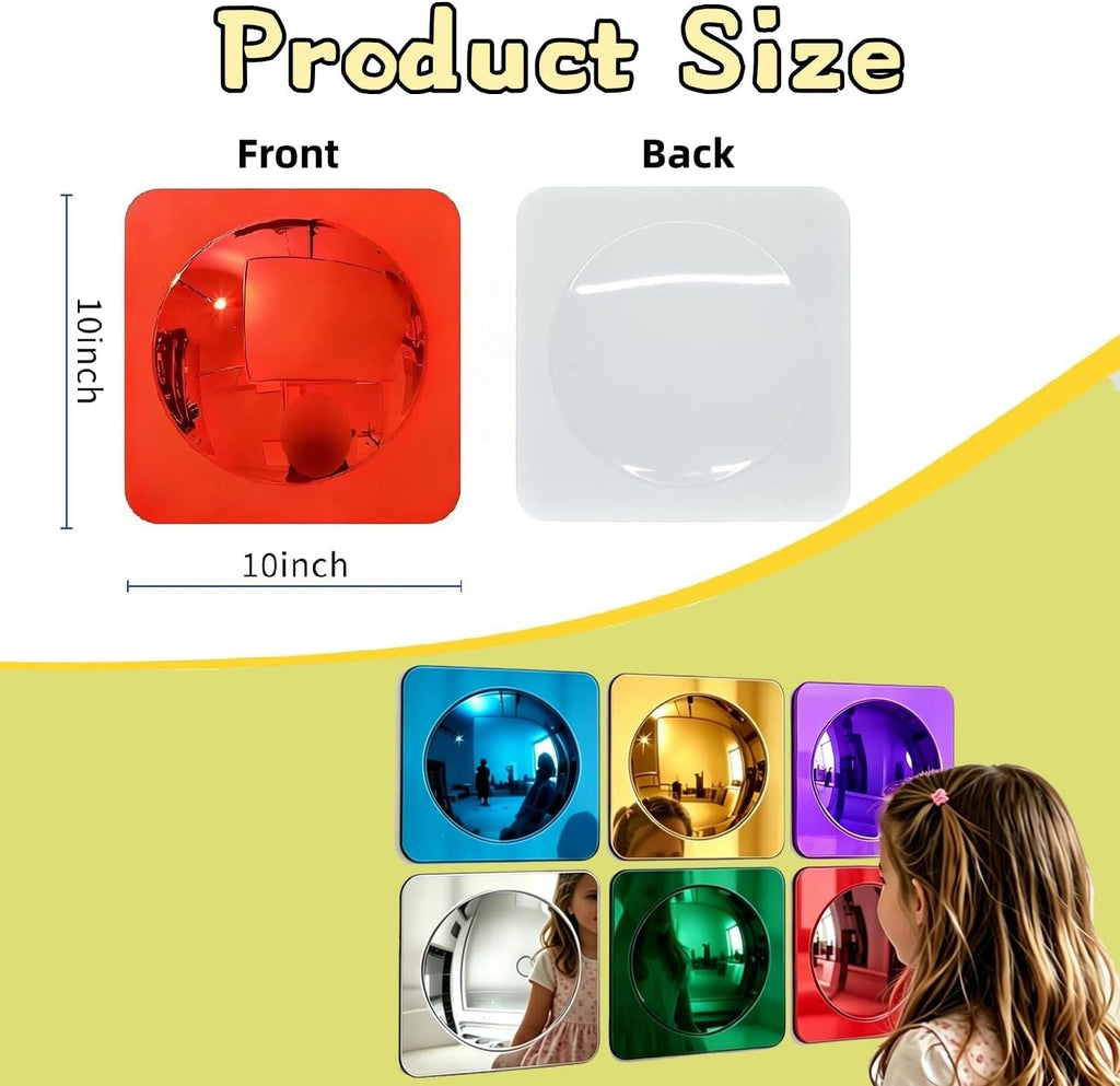 6-piece sensory wall bubble mirrors, acrylic colorful interactive mirrors,suitable for children's classrooms and sensory rooms, visual and tactile stimulation wall decorations (10 x 10 inches)