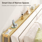 ELYKEN Bamboo Narrow Console Table with Charging Station, 2 Pack Slim Sofa Table Behind Couch, Entryway Table with Outlets for Living Room, Hallway, 5.9 x 39.4 x 31.1in, Natural