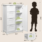 Gizoon Small Pantry Storage Cabinet with Door and Shelves, 33'' Kitchen Pantry Freestanding Wooden Bathroom Storage Cabinet with 4 Drawers for Kitchen and Dining Room, White, Painted