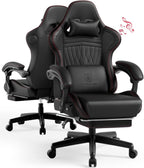 GTPLAYER ACE-PRO Music Gaming Chairs – Built-in Speakers, App Support & Bluetooth Control, Computer Game Chairs with Footrest for Adults, Ergonomic, Reclining, Linkage Armrest, BK‑RD Stitch