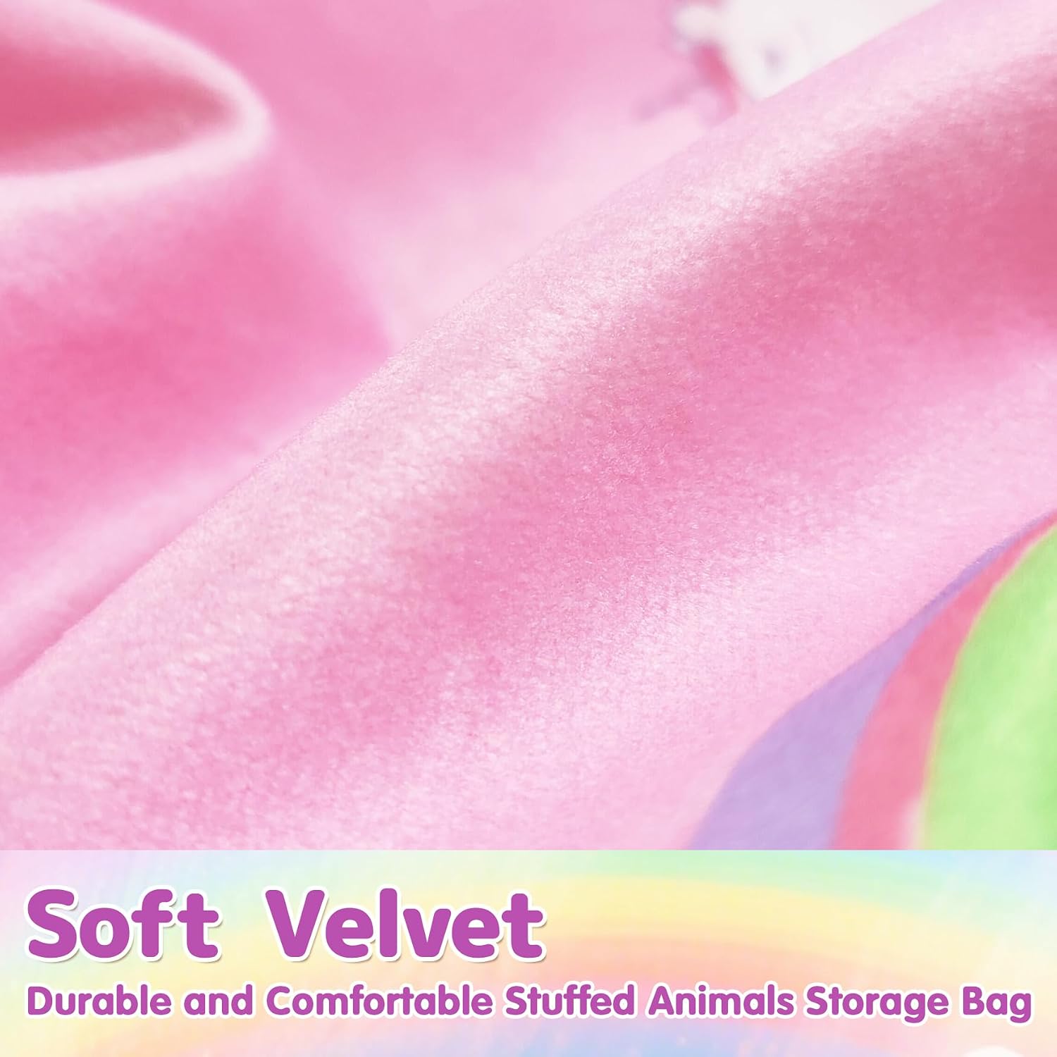 Jorbest Unicorns Stuffed Animals Storage Bean Bag Chair for Kids and Adults, Unicorns Rainbow Bean Bag Stuffed Animals Storage, Luxury Velvet Stuffie Seat - Cover ONLY (200 L/52 Gal, Rainbow)