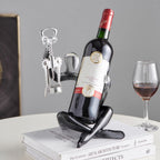 Thinker Statue Wine Rack, Transparent Gray Modern Rack for Kitchen Table Decor, Single Wine Bottle Holder Countertop for Bar, Small Bottle Holder Rack
