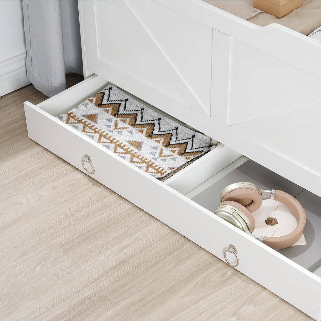 HOOBRO Storage Chest, 39.3" Toy Chest with Drawer, Wooden Storage Bench, Sturdy Entryway Bench Supports 220 lb, Shoe Bench, Safety Hinge, U-Shaped Opening, Easy Assembly, White WT710CW01G1
