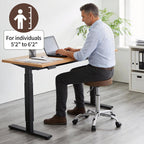FIRAVOE Adjustable Office Stool with Wheels 19.5"-26.6", Brown Thick Cushion Backless Rolling Chair (Coffee Brown)