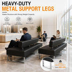 PU Leather Reception Bench Sofa, Modular Waiting Room Seating with Backrest, Commercial Lobby Couch for Hotel Bank Office Salon Training Center Lounge