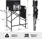 Aluminum Tall Directors Chairs Foldable, 41'' Makeup Chair for Makeup Artist with Side Table Cup Holder Storage Bag and Footrest, Weighs Only 8.8lb, 250lbs Capacity