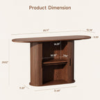 55 Inch Console Table with Storage, Fluted Entryway Tables with Sliding Doors, Sofa Table Behind The Couch, Hallway Tables, Mid-Century Modern Foyer Table for Entryway, Hallway, Living Room, Walnut