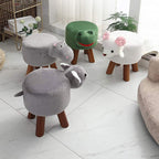 BABYCE Ottoman Stool Animal Shaped Ottoman,upholstered Tray Ride-on Footrest Stool Solid Wood Padded Seat Bench Storage Footstool