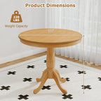 Round Dining Table, 32" D X 30" H Wooden Kitchen Table with Pedestal Base, Traditional Bistro Table for 2 to 4 People, Leisure Coffee Table for Home, Bar, Restaurant, Natural