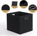 Posprica 3X Thicker Collapsible Storage Bins,13×15x13 Foldable Storage Cube Boxes Fabric Drawer for Closet Shelf Cabinet Bookcase, set of 4 (Pure Black)
