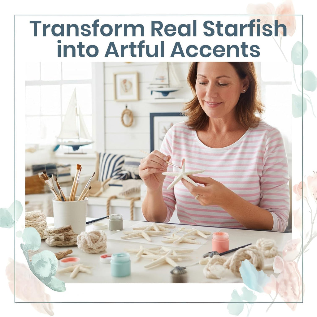 Starfish Decor - Star Fish for Craft - 6pk Real 3-4" White Sea Stars - Beach Wedding Decor - Coastal Party Decorations - Seashell Decor