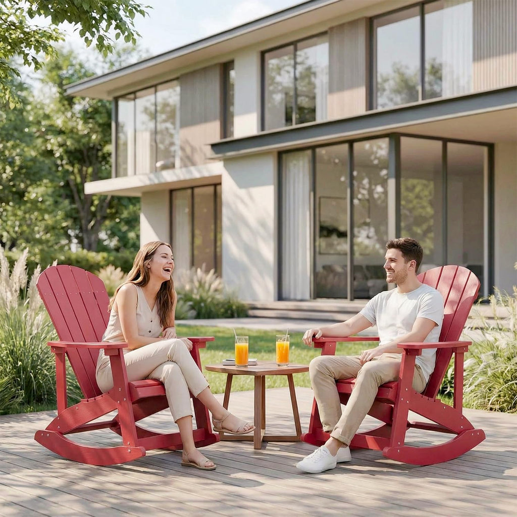 Outdoor Adirondack Rocking Chairs Set of 2, All-Weather Patio Rocker Chair with Wide Armrests & High Backrest, Front Porch Rocker Chairs for Patio Garden, Backyard, Porch