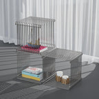 Chrome Side Table, Metal Stainless Steel Side Table with Mirror Finish for Living Room Bedroom, Small Space-Saving Nightstand with Storage Shelf, Square Accent Table for Couch Office