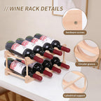 Wooden Wine Rack, countertop Wine Rack, 8-Bottle Stackable Wine Storage Rack, DIY Assembled Wine Holder, Used in Kitchens, countertops, etc (2 Layers with 8 Bottles)
