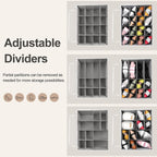 TOPIA HOME Shoe Organizer for Closet, Foldable Shoe Box with Adjustable Dividers and Clear Cover, Space Saving Shoe Storage Organizer Cabinet with Reinforced Handles, Fits 16 Pairs TP09WG
