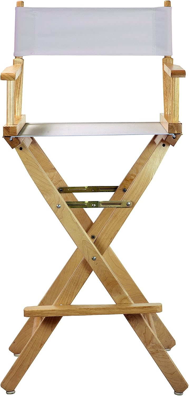 Casual Home 30" Director's Chair Natural Frame-with White Canvas, Bar Height