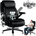 650LBS Big and Tall Office Chair with 5D Flip Arms and Thick Pocket Spring Cushion, Extra Wide Heavy Duty Office Chair & Adjustable Lumbar Support, Large High Back Computer Chair Dual Rubber Wheel