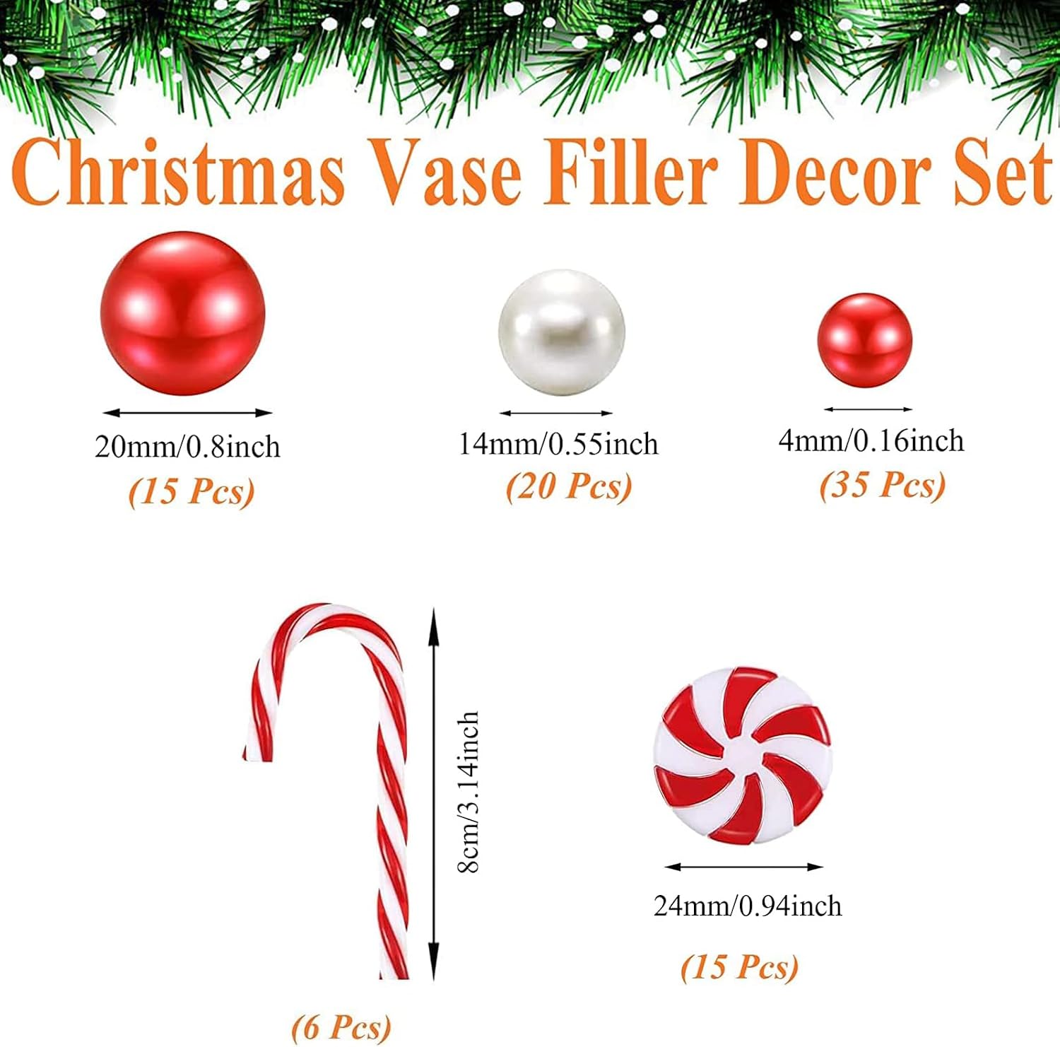 Christmas Vase Filler 10091 PCS Red White Vase Filler Beads Water Beads Candy Cane Christmas Vase Filler for Holiday Party Decor