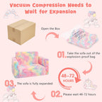 Toddler Couch,Toddler Chair,Kids Sofa Chair 2-in-1 Baby Seat Furniture Fold Out, Convertible Sofa to Lounger Soft Comfy Glow in The Dark Kids Sofa Bed Gifts for Kids Girl Boys,Unicorn