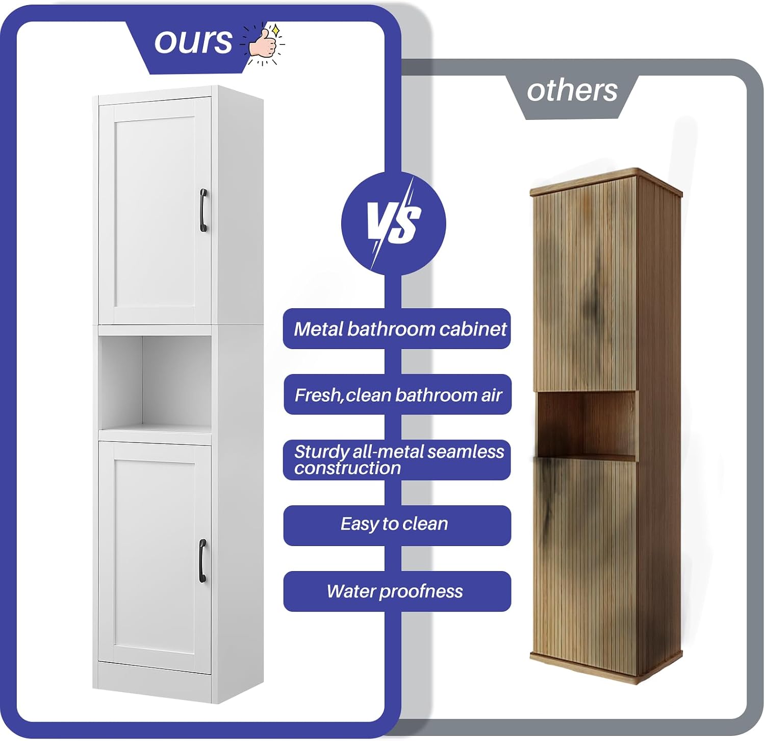 67" Tall Narrow Bathroom Storage Cabinet, Slim Metal Cabinet with Doors and Adjustable Shelves, Freestanding Pantry Organizer for Small Spaces, Bathroom, Kitchen, Laundry Room, Living Room, White