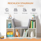 6 Cubby Bookcase with Reading Nook and Cushion, Multi Purpose Storage Organizer for Bedroom, Living Room, Pure White