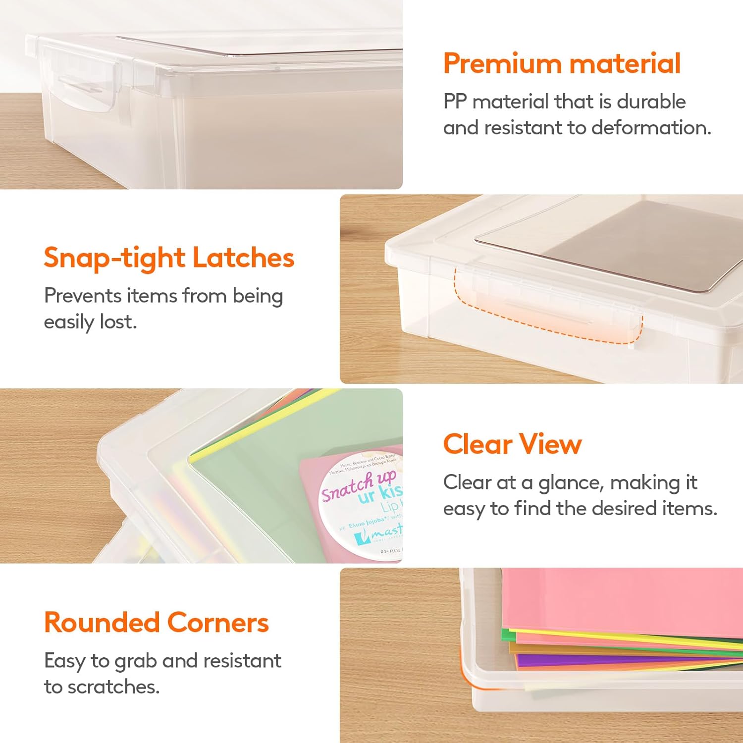 Lifewit 12 Pack Plastic Multi-Purpose Storage Box with Latching Lids, Clear A4, 8.5" x 11" Letter Size Paper Storage, Storage Containers for Board Game, Craft, Document, Magazine, Art Supplies