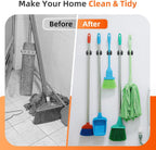 12 PCS Broom Holder Wall Mount, Upgraded Heavy Duty Mop and Broom Holder Wall Mount, Stainless Steel Broom Hanger Mop Holder Rack for Kitchen Laundry Garden Tool Organizer