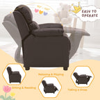 Macaron Kids Reclining Chair Leather Recliner Sofa Push Back Toddler Youth Children Child Ages 2-8