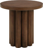 20'' Round End Table Wood Side Table for Living Room, Modern Mid-Century Retro Style for Apartment Bedroom Office, Brown (ø20'' x 20'')