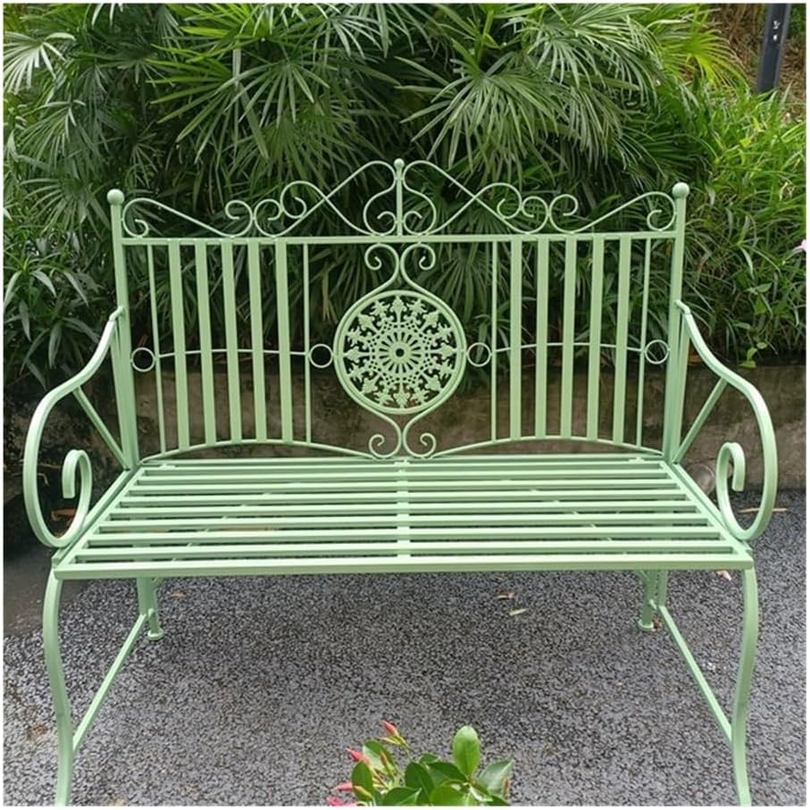 Patio Benches Outdoor Wrought Iron Furniture Set, Garden Balcony Chair & Coffee Table for Courtyard Villa
