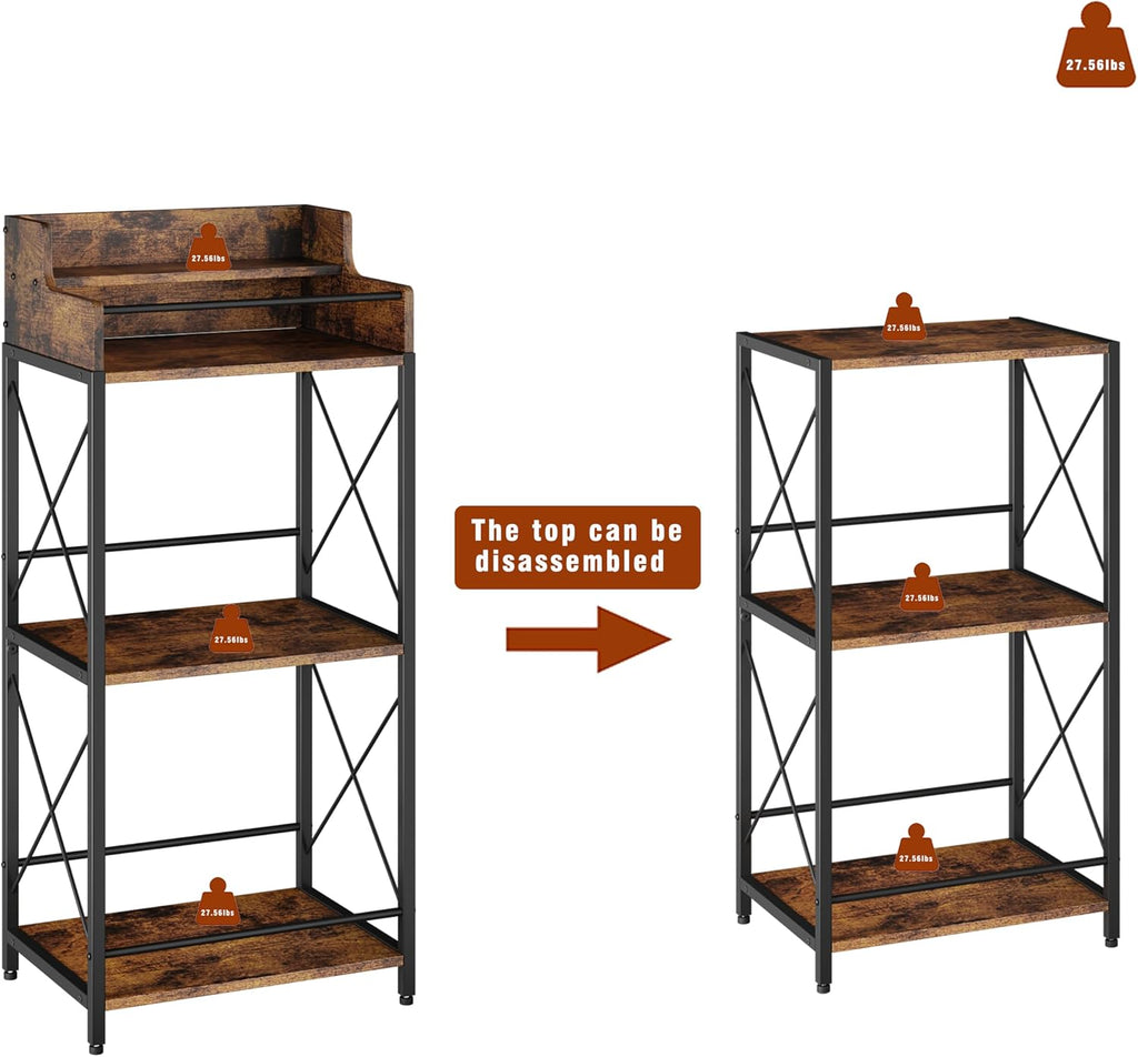 KLM Liquor Bottle Display Shelf, Coffee Syrup Rack Organizer, 3 Step Countertop Wine Rack, Mini Bar, Retro Bar Shelf Stand for Whiskey, Spirits.(Brown)