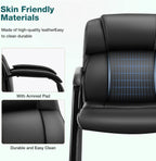 OLIXIS Waiting Room Chairs Set of 4, Leather Office Desk Reception Guest Stationary Side Chair with Padded Arms for Home Conference Lobby Area Meeting Church Medical Clinic Elderly Student