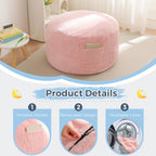 MAXYOYO Bean Bag Chair Bed for Kids, Convertible Bean Bag Folds from Lazy Chair to Floor Bed, Stuffed Floor Sofa Couch Sofa Bed for Boys and Girls, High-Density Foam Filling, Pink