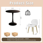 Round Dining Table Set, 31.5'' Modern Dining Table Set for 2, Dining Room Round Table and Chairs Set, 3 Piece Kitchen Table and Chairs Set for Kitchen Dining Room, Office, Coffee Shop