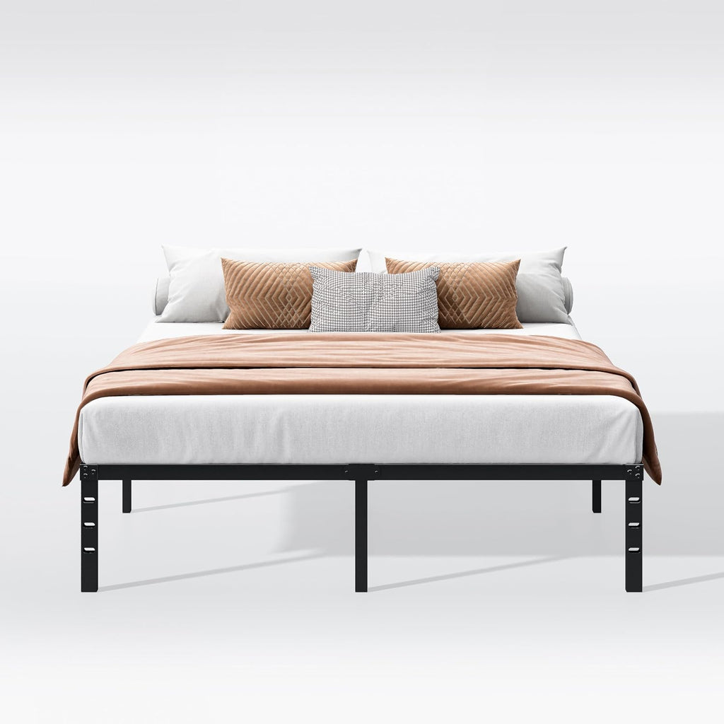 Hafenpo 14 Inch Queen Bed Frame - Sturdy Metal Platform Queen Size, No Box Spring Needed, Heavy Duty, Easy Assembly, Strong Bearing Capacity, Under Bed Storage, Black