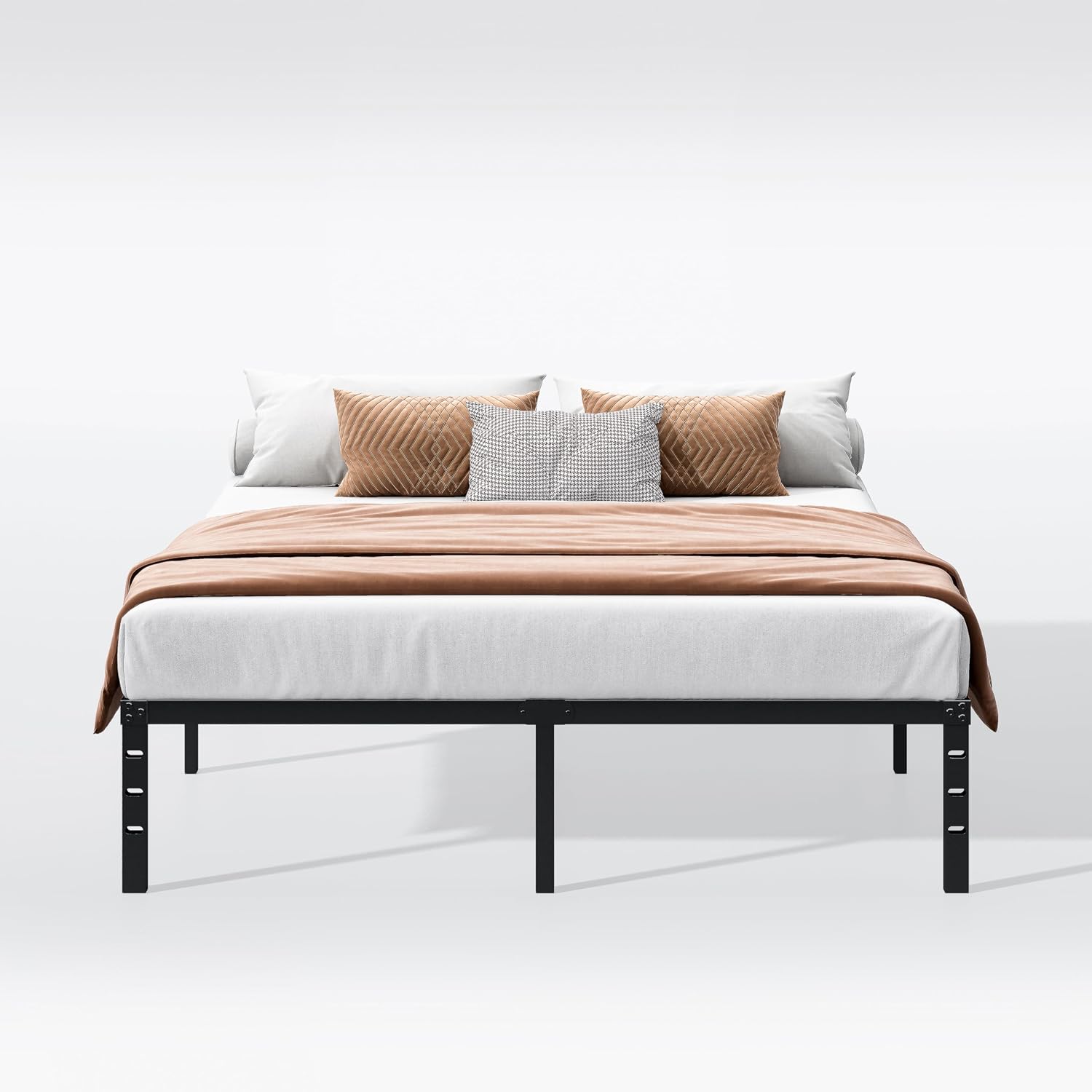 Hafenpo 14 Inch Queen Bed Frame - Sturdy Metal Platform Queen Size, No Box Spring Needed, Heavy Duty, Easy Assembly, Strong Bearing Capacity, Under Bed Storage, Black