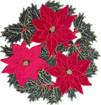 GRANDDECO Christmas Holiday Poinsettia Placemats Set of 4 for Farmhouse Parties Embroidered Christmas Flower Dresser Scarves Xmas Home Kitchen Dinner Table (14" Placemats Set of 4, Christmas Flower)